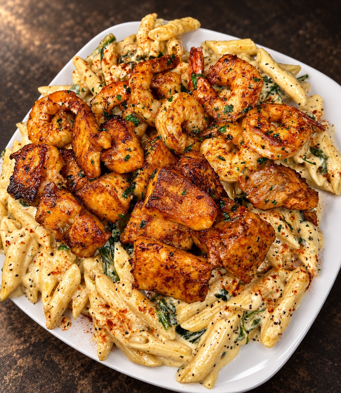 Cajun salmon and shrimp pasta by Juicy Jay's Kitchen
